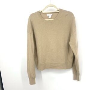 Athleta Women Size Medium Sweater Brown Camel Crew Pullover Top Cashmere Knit